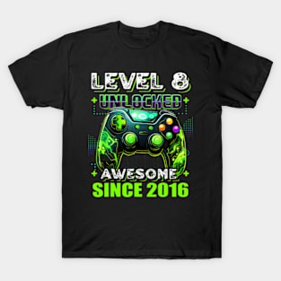 8th Birthday Gamer 8 Year Old Funny Bday Boy Eight Son T-Shirt